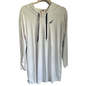 Nautica White Hoodie with Navy Details rash guard